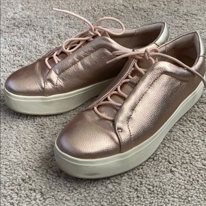 Metallic blush pink platform sneakers